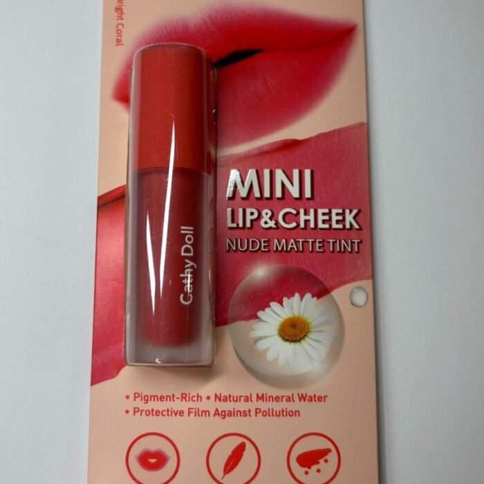 Mini Lip & Cheek Nude Matte Tint Shade 02 Bright Coral-Cathy Doll