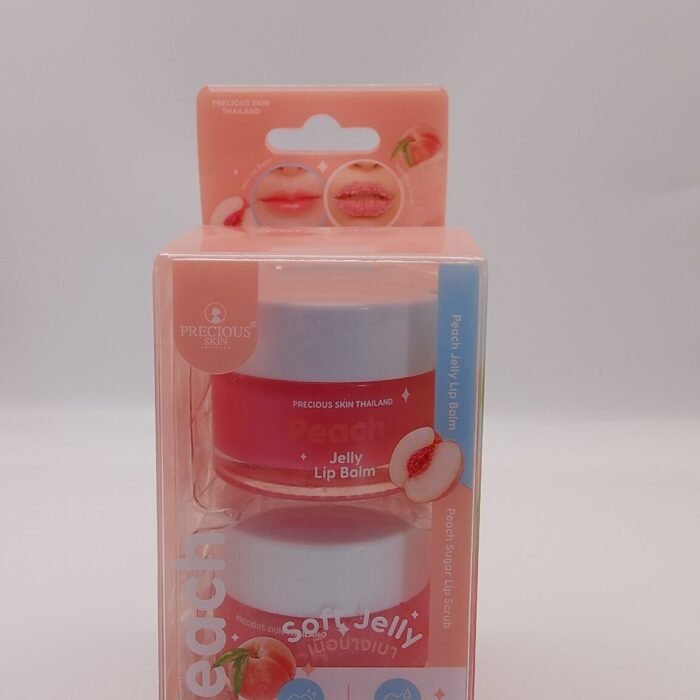 Precious Skin Jelly Lip Scrub w Lip Balm Set (Peach)